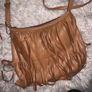 BROWN CROSSBODY TASSEL PURSE